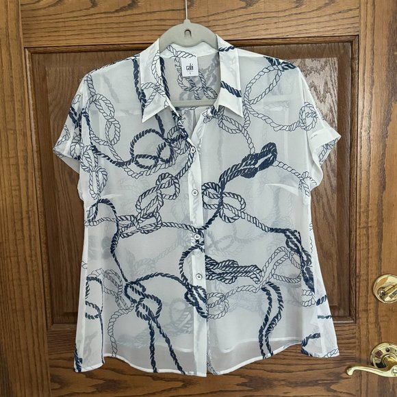 CAbi Nautical Button-down Sheer Top - Size S - Picture 4 of 9